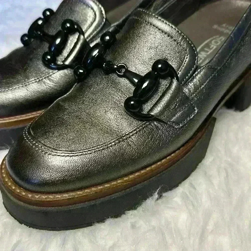 Softwaves BRINA Loafer in PEWTER Lug Sole Slip On Womens Size 38.5